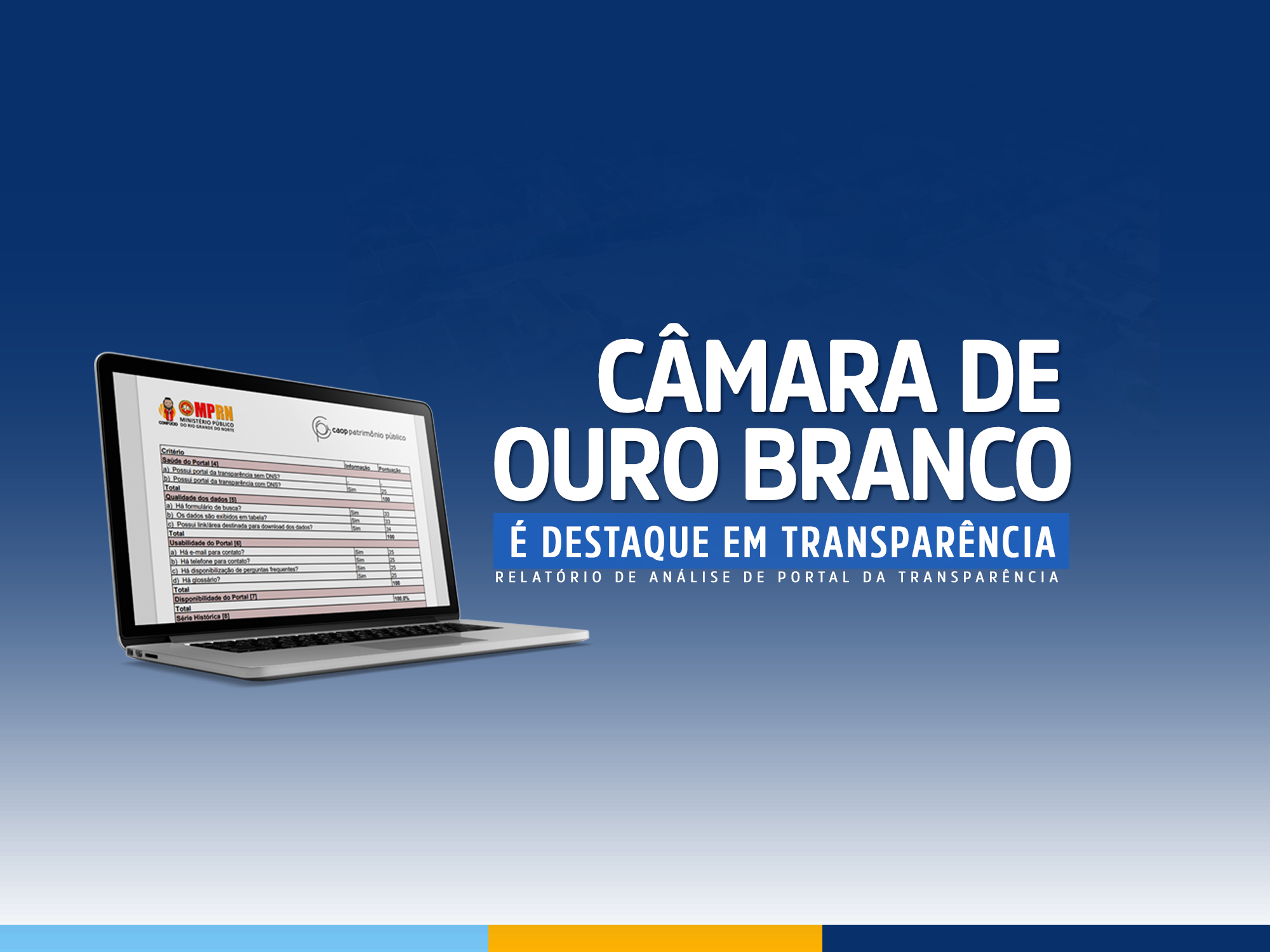 Transparência: MP/RN dá nota máxima à Câmara Municipal de Ouro Branco-RN